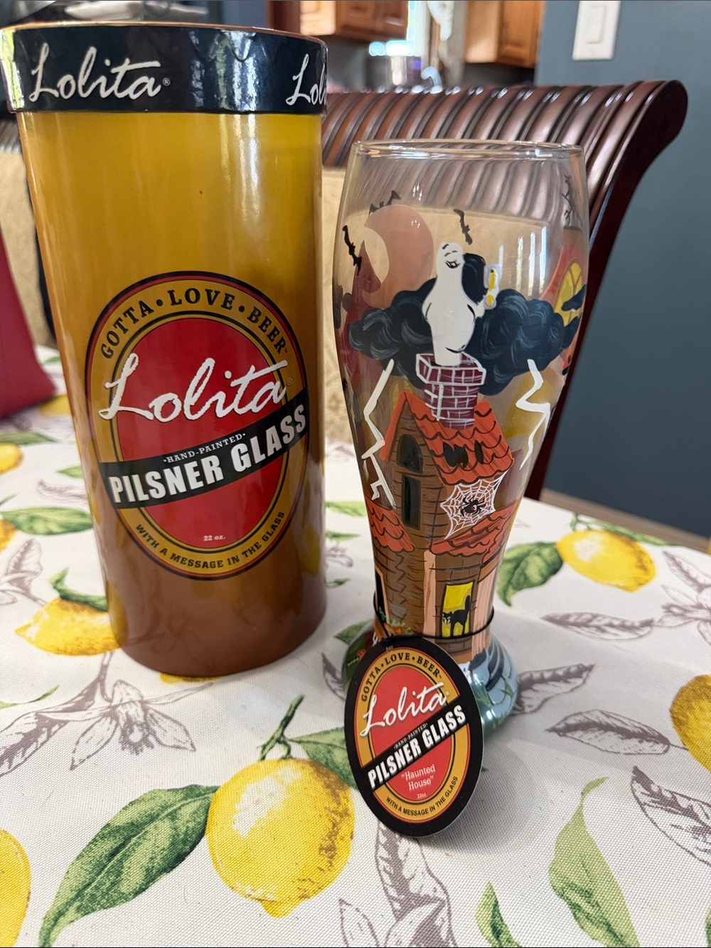 Lolita Yellow Halloween Pilsner Glass with Colorful Artwork